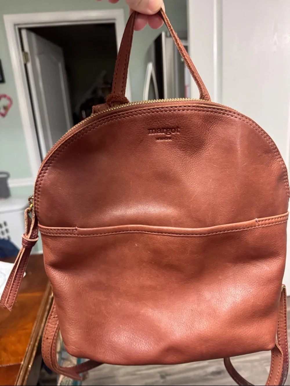 Margot Leather Backpack – Cognac Brown - Picture 1 of 6